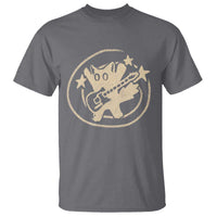 90s Y2K Scary Cat T Shirt Scared Under Starry Tail Cat Playing Guitar - Wonder Print Shop
