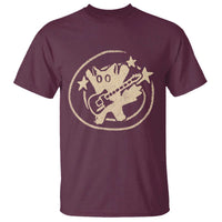 90s Y2K Scary Cat T Shirt Scared Under Starry Tail Cat Playing Guitar - Wonder Print Shop