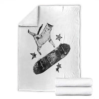 Skateboard Cat Y2K Throw Blanket Rockstar Gf Aesthetic Cat Retro Grunge Skater - Wonder Print Shop