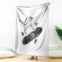 Skateboard Cat Y2K Throw Blanket Rockstar Gf Aesthetic Cat Retro Grunge Skater - Wonder Print Shop