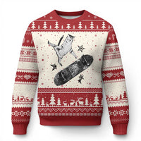 Skateboard Cat Y2K Ugly Christmas Sweater Rockstar Gf Aesthetic Cat Retro Grunge Skater - Wonder Print Shop