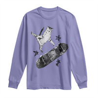 Skateboard Cat Y2K Long Sleeve Shirt Rockstar Gf Aesthetic Cat Retro Grunge Skater - Wonder Print Shop