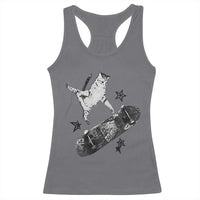 Skateboard Cat Y2K Racerback Tank Top Rockstar Gf Aesthetic Cat Retro Grunge Skater - Wonder Print Shop