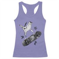 Skateboard Cat Y2K Racerback Tank Top Rockstar Gf Aesthetic Cat Retro Grunge Skater - Wonder Print Shop