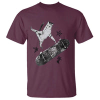 Skateboard Cat Y2K T Shirt Rockstar Gf Aesthetic Cat Retro Grunge Skater - Wonder Print Shop