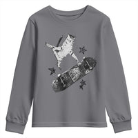 Skateboard Cat Y2K Youth Sweatshirt Rockstar Gf Aesthetic Cat Retro Grunge Skater - Wonder Print Shop
