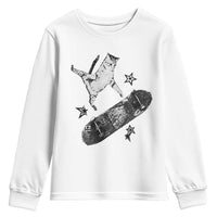 Skateboard Cat Y2K Youth Sweatshirt Rockstar Gf Aesthetic Cat Retro Grunge Skater - Wonder Print Shop