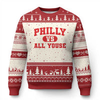 Philly Vs All Youse Ugly Christmas Sweater Vintage Funny Philadelphia Slang Red