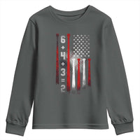 Double Play Youth Sweatshirt 6 4 3 2 Vintage Baseball Math Softball Player American Flag