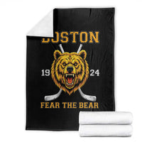 Boston Ice Hockey Throw Blanket Retro Vintage Fear The Bear
