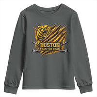 Boston Ice Hockey Youth Sweatshirt Retro Fear The Bear Funny Sarcastic Saying