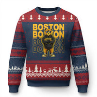 Retro Boston Ice Hockey Ugly Christmas Sweater Fear The Bear