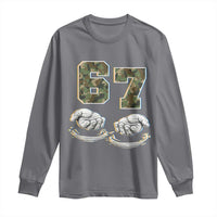 Funny Six Seven 6 7 Meme Long Sleeve Shirt Gen Alpha Slang 6 7 Hands Camo Boy Girl