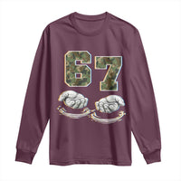 Funny Six Seven 6 7 Meme Long Sleeve Shirt Gen Alpha Slang 6 7 Hands Camo Boy Girl