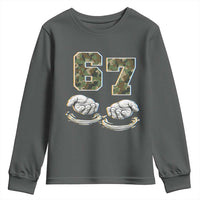 Funny Six Seven 6 7 Meme Youth Sweatshirt Gen Alpha Slang 6 7 Hands Camo Boy Girl
