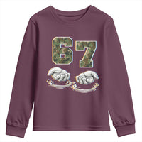 Funny Six Seven 6 7 Meme Youth Sweatshirt Gen Alpha Slang 6 7 Hands Camo Boy Girl