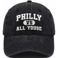 Philly Vs All Youse Washed Cotton Baseball Cap Vintage Funny Philadelphia Slang