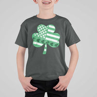 St Patricks Day American Flag Shamrocks T Shirt For Kid Lucky Retro Vintage Irish USA