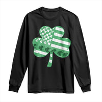 St Patricks Day American Flag Shamrocks Long Sleeve Shirt Lucky Retro Vintage Irish USA