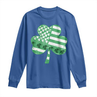 St Patricks Day American Flag Shamrocks Long Sleeve Shirt Lucky Retro Vintage Irish USA