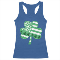 St Patricks Day American Flag Shamrocks Racerback Tank Top Lucky Retro Vintage Irish USA