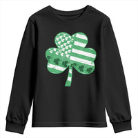 St Patricks Day American Flag Shamrocks Youth Sweatshirt Lucky Retro Vintage Irish USA