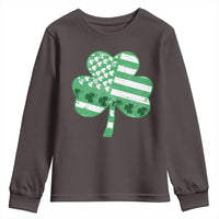 St Patricks Day American Flag Shamrocks Youth Sweatshirt Lucky Retro Vintage Irish USA