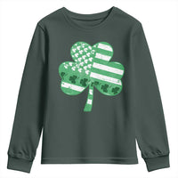 St Patricks Day American Flag Shamrocks Youth Sweatshirt Lucky Retro Vintage Irish USA