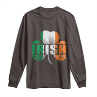 Irish St Patricks Day Shamrock Long Sleeve Shirt Retro Clover Ireland Flag Lucky Gifts