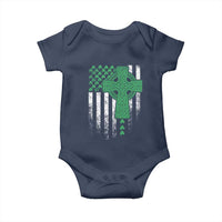 St Patricks Day American Flag Baby Onesie Celtic Cross Shamrocks