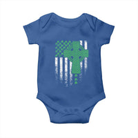St Patricks Day American Flag Baby Onesie Celtic Cross Shamrocks