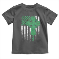 St Patricks Day American Flag Toddler T Shirt Celtic Cross Shamrocks