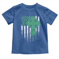 St Patricks Day American Flag Toddler T Shirt Celtic Cross Shamrocks