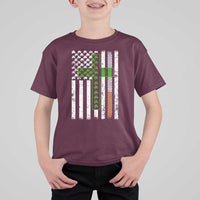 American Flag Shamrocks St Patricks Day T Shirt For Kid Vintage Irish USA