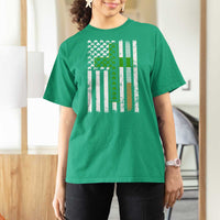 American Flag Shamrocks St Patricks Day T Shirt For Women Vintage Irish USA