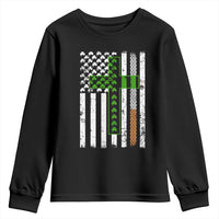 American Flag Shamrocks St Patricks Day Youth Sweatshirt Vintage Irish USA