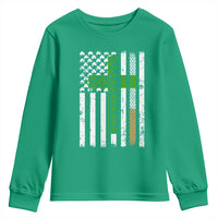 American Flag Shamrocks St Patricks Day Youth Sweatshirt Vintage Irish USA
