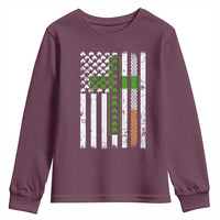 American Flag Shamrocks St Patricks Day Youth Sweatshirt Vintage Irish USA