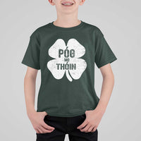 Funny Irish St Patricks Day T Shirt For Kid Shamrock Gaelic Saying Pog Mo Thoin