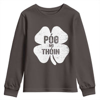 Funny Irish St Patricks Day Youth Sweatshirt Shamrock Gaelic Saying Pog Mo Thoin