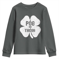 Funny Irish St Patricks Day Youth Sweatshirt Shamrock Gaelic Saying Pog Mo Thoin