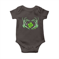 Skeleton Hand Heart Shamrock St Patricks Day Baby Onesie