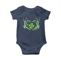Skeleton Hand Heart Shamrock St Patricks Day Baby Onesie