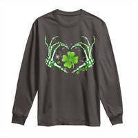 Skeleton Hand Heart Shamrock St Patricks Day Long Sleeve Shirt