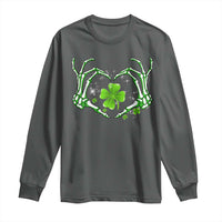 Skeleton Hand Heart Shamrock St Patricks Day Long Sleeve Shirt