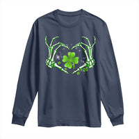 Skeleton Hand Heart Shamrock St Patricks Day Long Sleeve Shirt