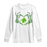 Skeleton Hand Heart Shamrock St Patricks Day Long Sleeve Shirt