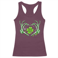 Skeleton Hand Heart Shamrock St Patricks Day Racerback Tank Top