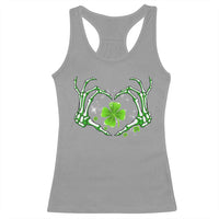 Skeleton Hand Heart Shamrock St Patricks Day Racerback Tank Top