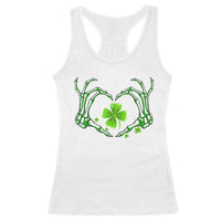 Skeleton Hand Heart Shamrock St Patricks Day Racerback Tank Top